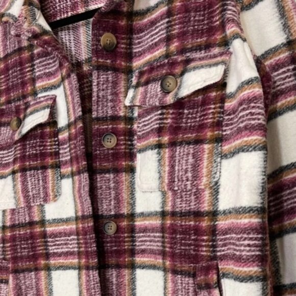 Maurices Wine Plaid Faux Wool Shacket - Picture 4 of 4